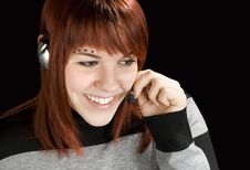 Smiling Call Center Redhead Stock Photos Smiling Call Center Redhead Stock Photos