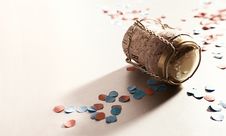 Confetti With Champagne Cork Stock Photo