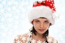 Beauty Girl In Santa Red Cap Stock Images Beauty Girl In Santa Red Cap Stock Images