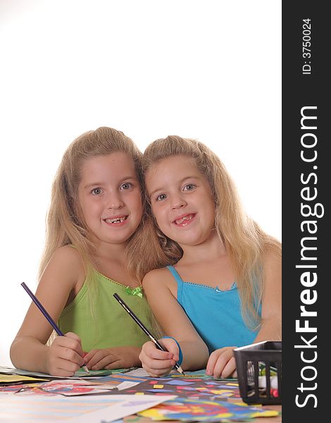 Sisters coloring vertical isolated on a white background