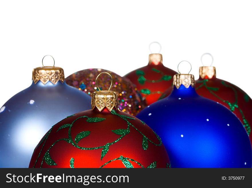 Mulicolored Christmas balls, isolated on white background