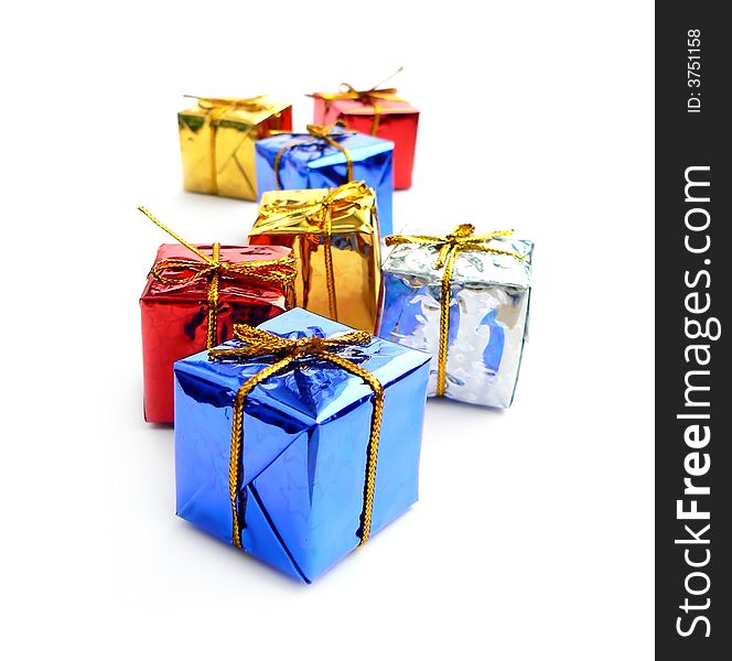 Colorful presents on white background. Colorful presents on white background