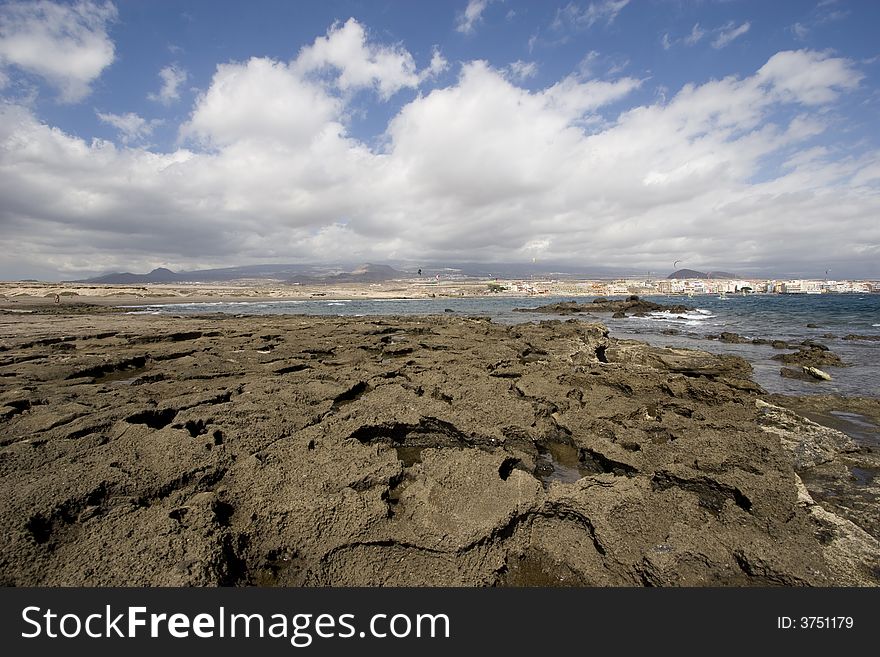 Volcanic beach tenerife, el medano. Volcanic beach tenerife, el medano