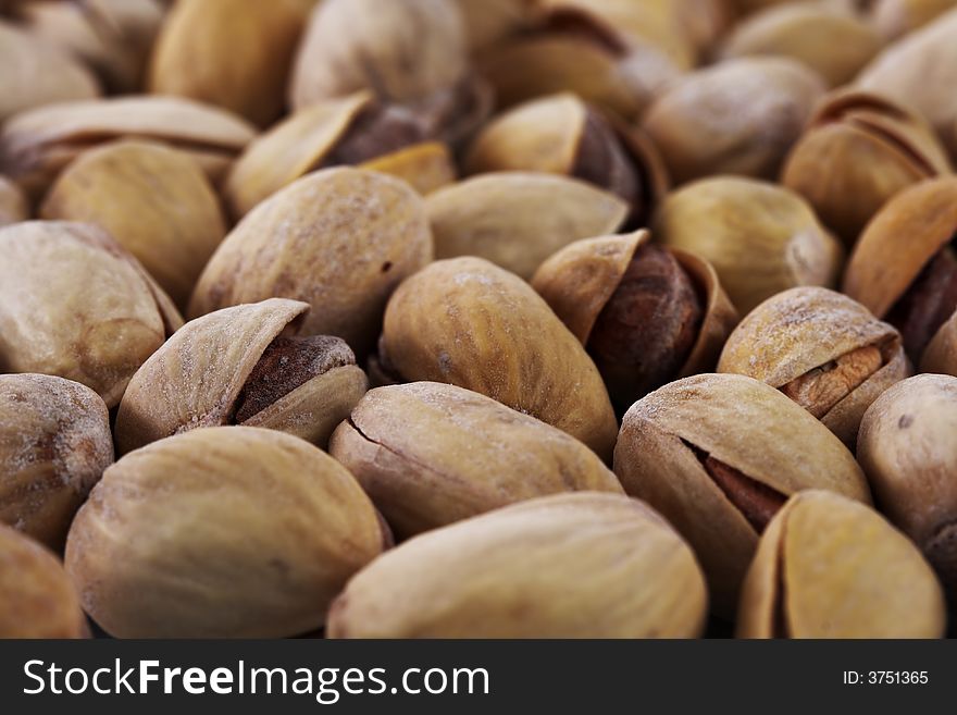 Pistachio nuts close-up. Shallow DOF