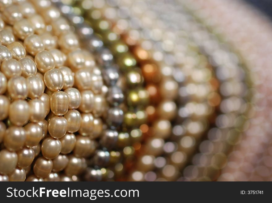 Closeup of colorful freshwater pearl strands. Closeup of colorful freshwater pearl strands