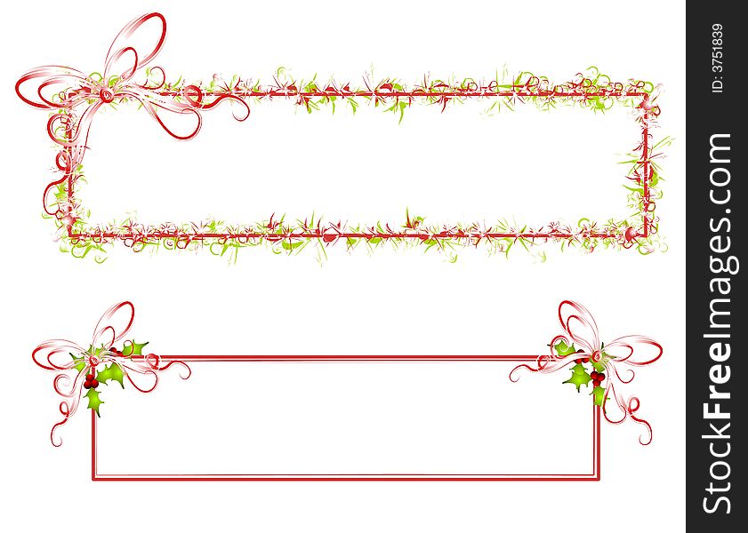 Decorative Ribbon and Holly Banners