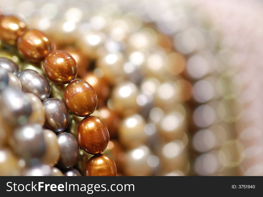 Closeup of colorful freshwater pearl strands. Closeup of colorful freshwater pearl strands