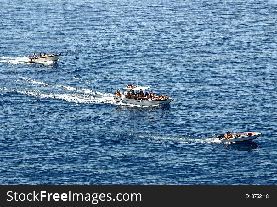 Boats on Ligurian Sea (the Mediterranean), Italy. Boats on Ligurian Sea (the Mediterranean), Italy.