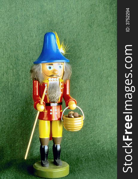 Wooden old world style Nutcracker with hair.