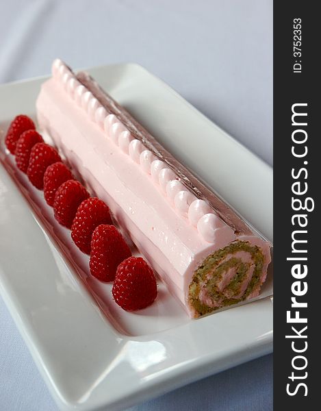 Strawberry Roulade with a raspberries