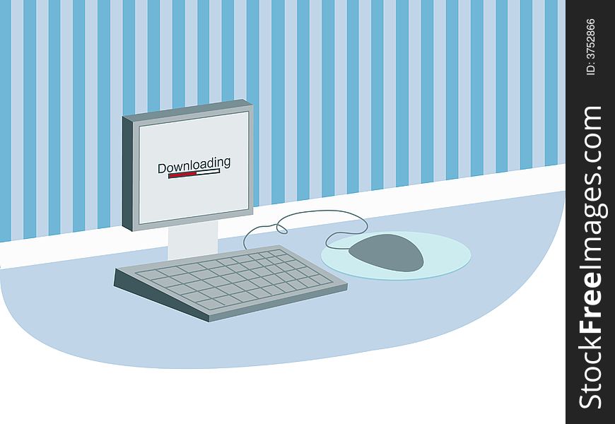 Illustration of a computer fully editable vector format available