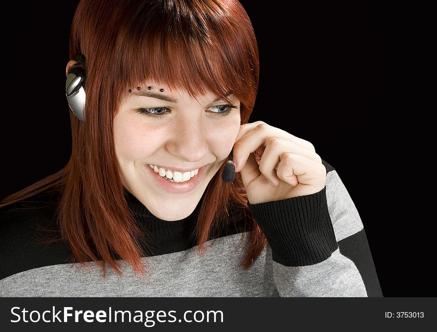 Smiling Call Center Redhead