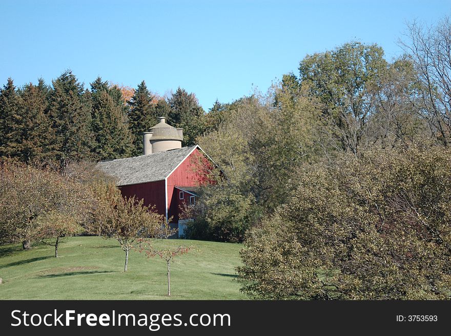 Horizontal photo of a red barn in Wisconin's Whitnall Park. Horizontal photo of a red barn in Wisconin's Whitnall Park.