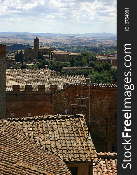 Rooftops and sky of Siena, Italy. Rooftops and sky of Siena, Italy