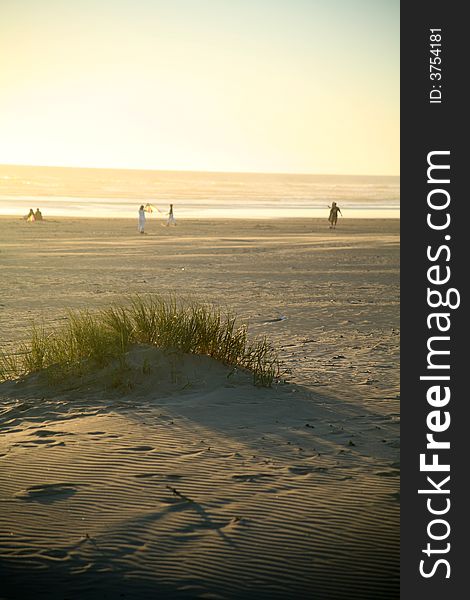 Evening light shining on a Sandy Beach. Evening light shining on a Sandy Beach