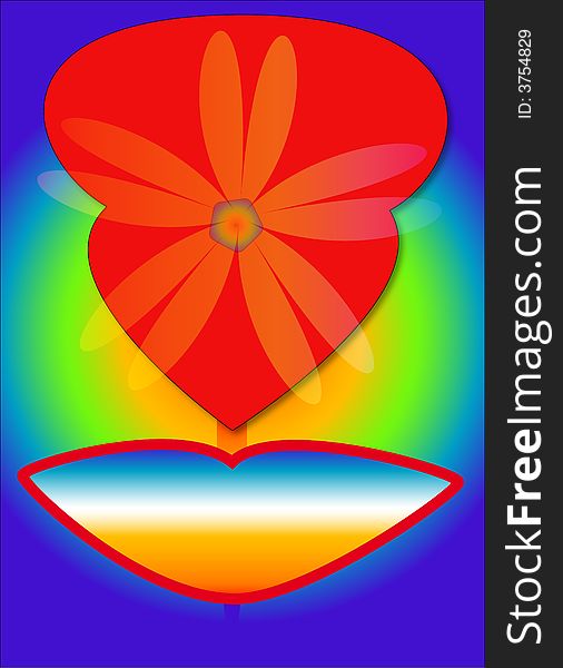 Abstract vector illustration of a heart, flower and mouth. Abstract vector illustration of a heart, flower and mouth