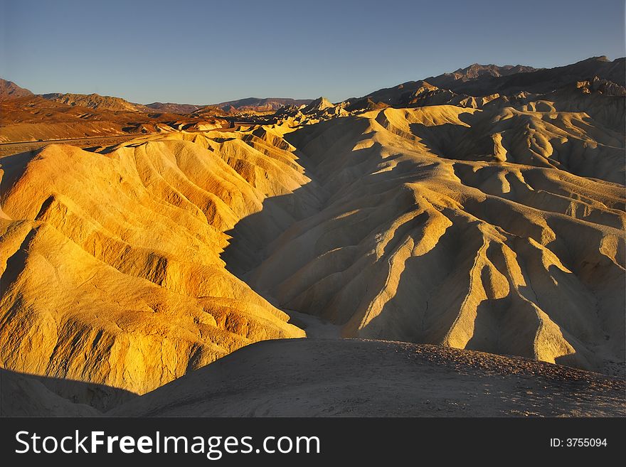 A beautiful and well-known part of Death valley Zabriskie-point.