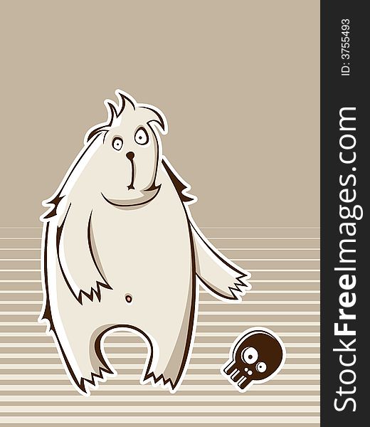 Postcard with vector bear, cartoon personage