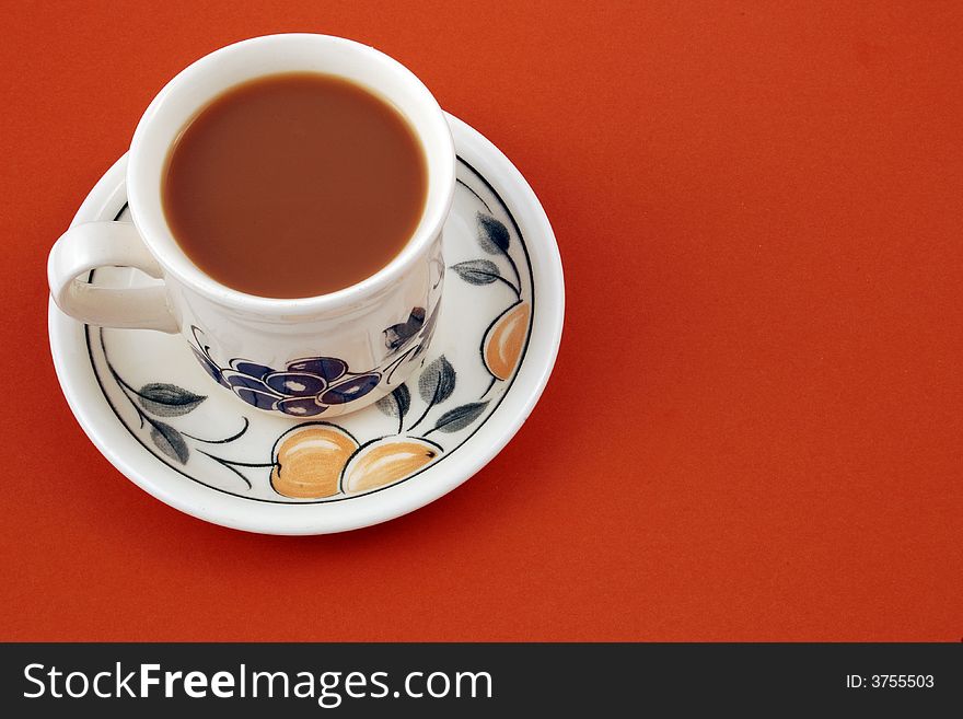 A Cup Of Strong White Coffee.brown Background.