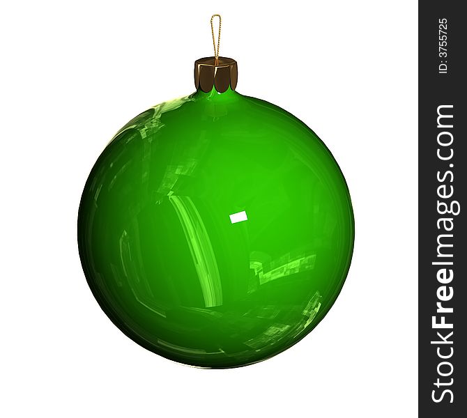 Green fir tree ball on white background