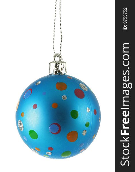 Blue Christmas ball with colorful spots