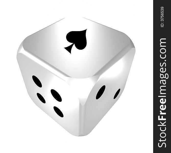 Rendered dice showing an Ace for its 'one'. Rendered dice showing an Ace for its 'one'