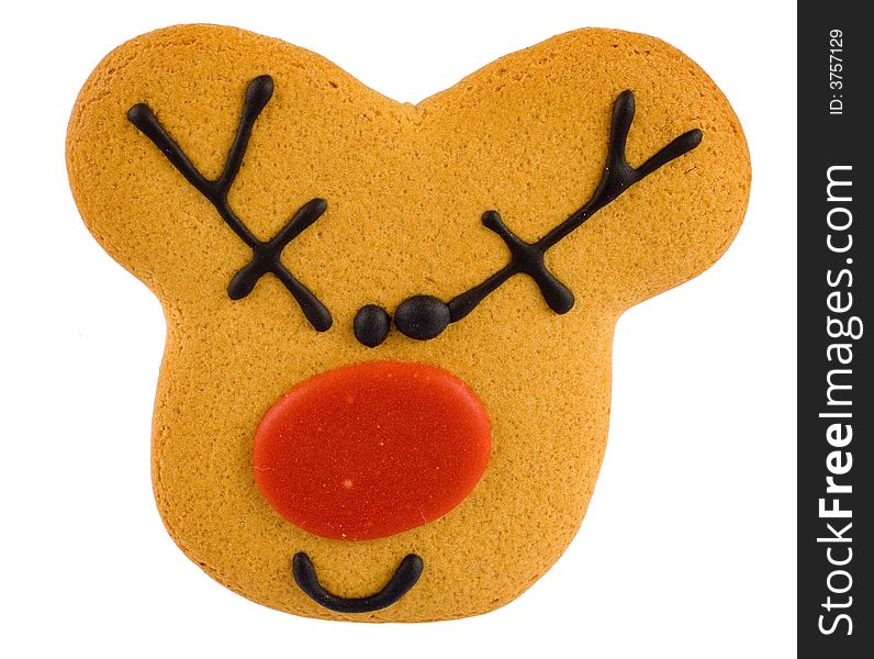 Isolated christmas gingerbread, reindeer cookie. Isolated christmas gingerbread, reindeer cookie