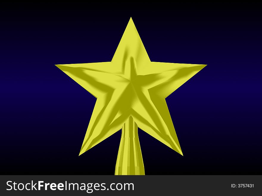 Golden star on top of a tree isolated