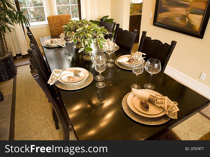 Festive dining table with luxurious accessories and decor. Festive dining table with luxurious accessories and decor.