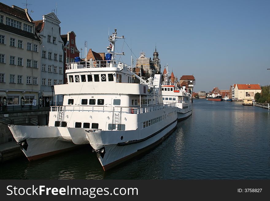 Ship moored in a european port