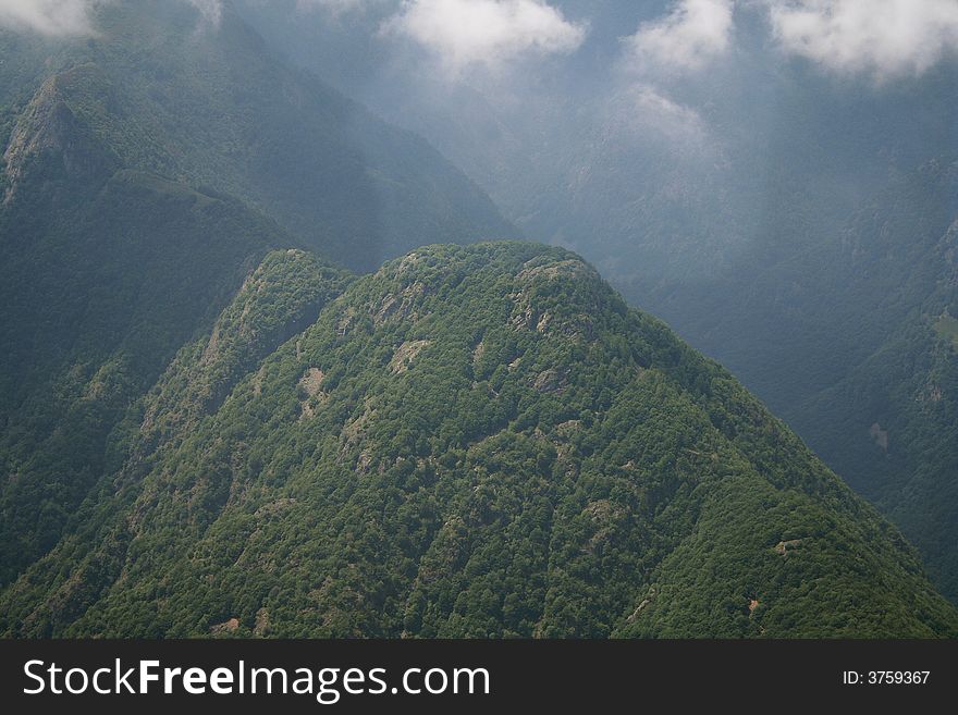 Aerial view of the mountains in the north side of the valley. Aerial view of the mountains in the north side of the valley