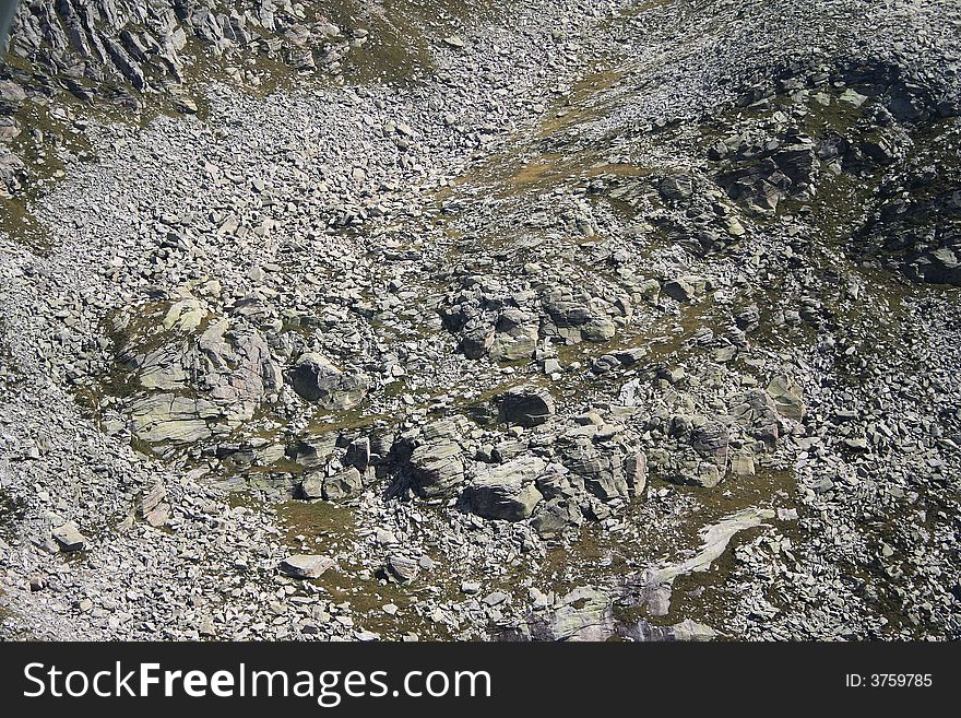 Closeup aerial view of t6he flank of a mountain in Spluga valley. Closeup aerial view of t6he flank of a mountain in Spluga valley