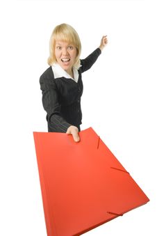 Fury Business Woman With Red Folder Royalty Free Stock Images Fury Business Woman With Red Folder Royalty Free Stock Images