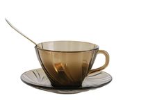 Glass Tea Or Coffee Cup With Spoon Royalty Free Stock Photo