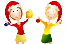 Happy Smiling Women At Christmas Stock Images