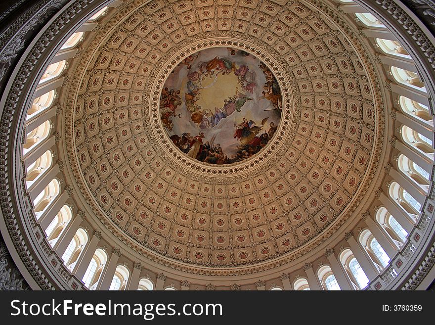 Beautiful interior shot of the United States Capitol Rotunda