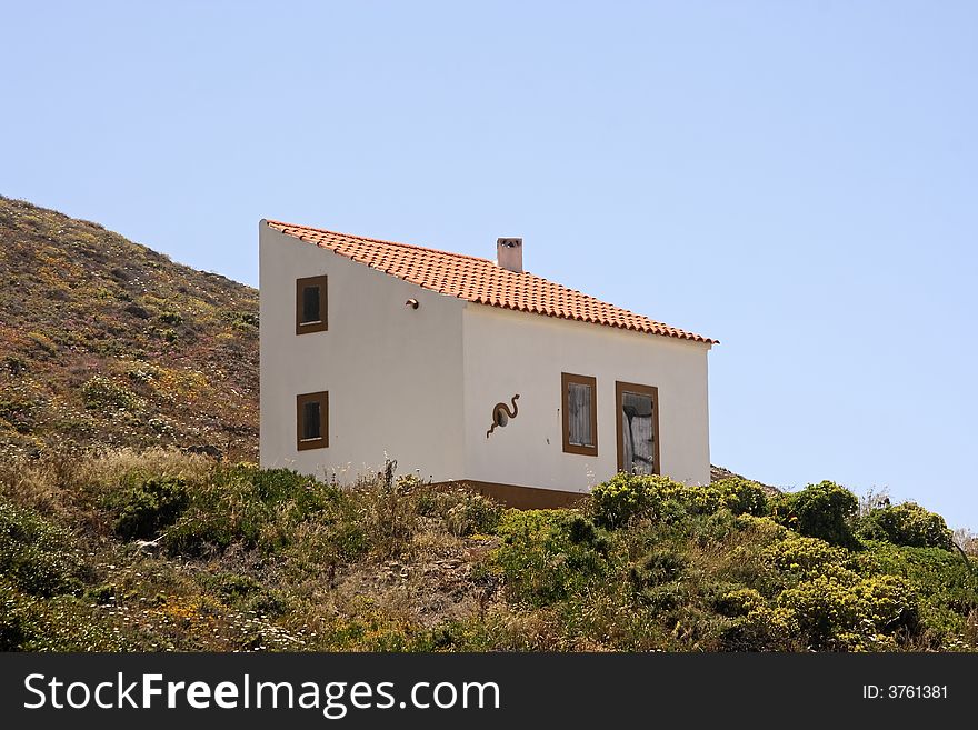 Lonely House On The Hill In Portugal