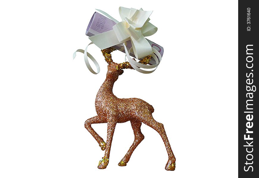 Beautiful golden deer carrying money.
