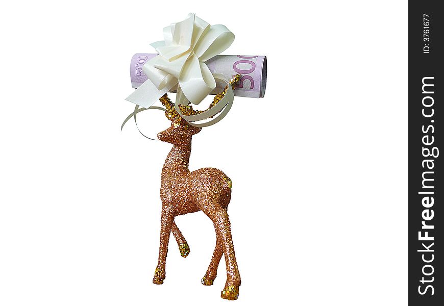 Beautiful golden deer carrying money.