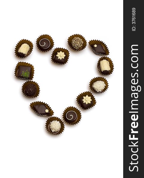 Chocolate candy on white background