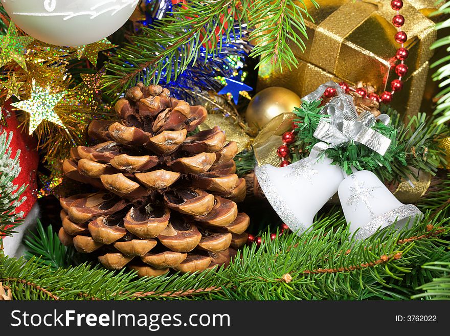 Christmas decoration with a cedar cone. Christmas decoration with a cedar cone.