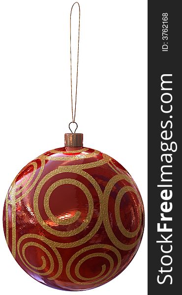 Image of 3d red christmas ball. White background.