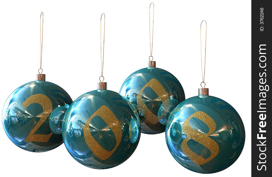 Image of 3d blue christmas balls. White background.