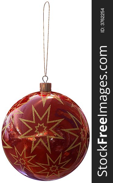 Image of 3d red christmas ball. White background.