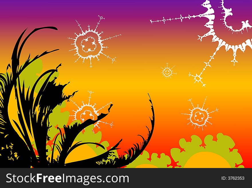 Abstract  illustration silhouette floral. Abstract  illustration silhouette floral
