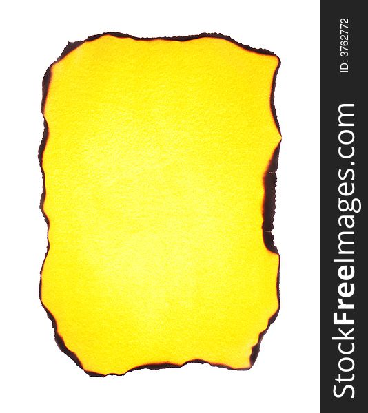 Yellow paper with burned edge for bagk ground. Yellow paper with burned edge for bagk ground