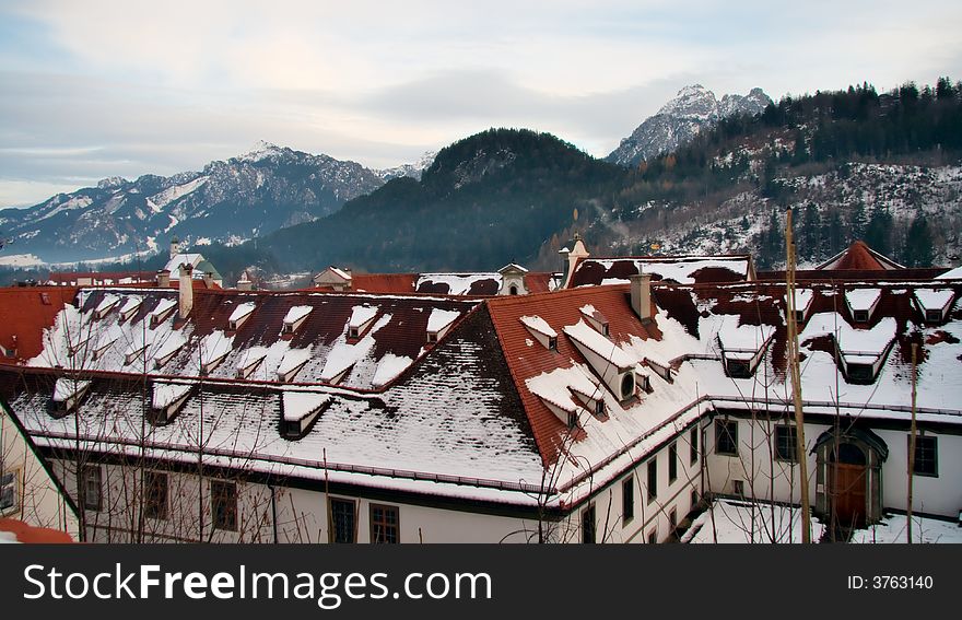 A Bavarian village in winter. A Bavarian village in winter.