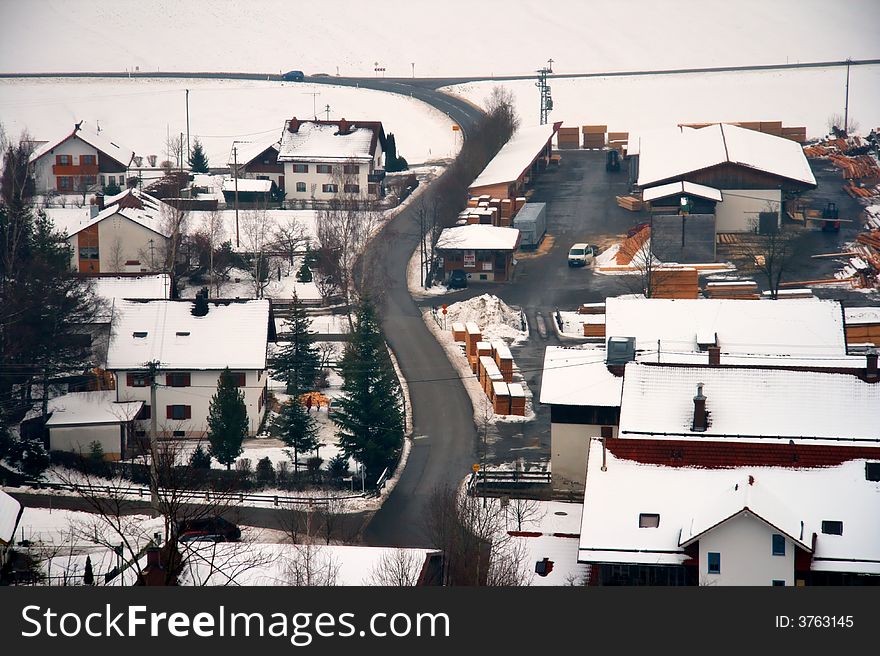 A Bavarian village in winter. A Bavarian village in winter.