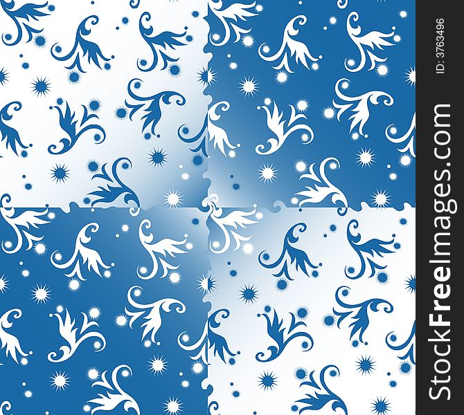 Seamless vector wallpaper with snowflakes and ornament. Seamless vector wallpaper with snowflakes and ornament