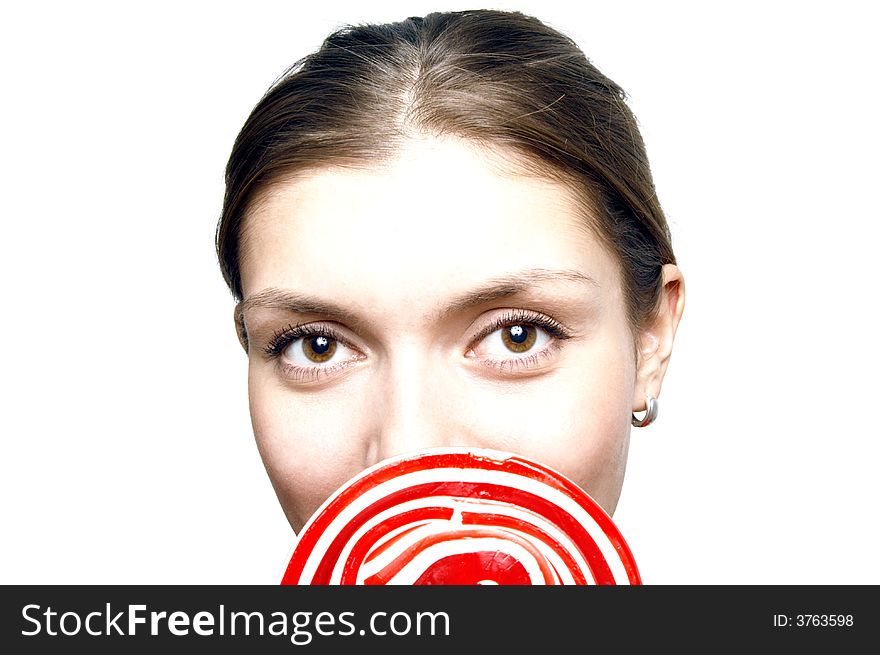 Girl holding a big lollipop. Girl holding a big lollipop